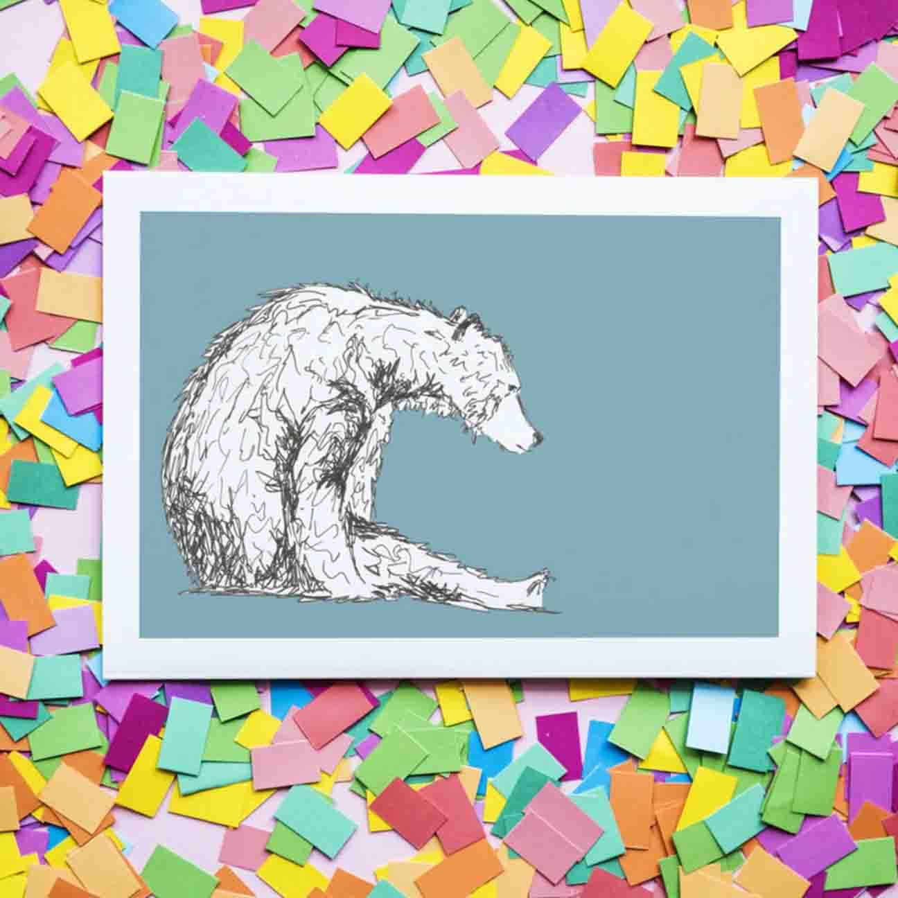 Scruffy Bear – Marine Blue Nursery Print