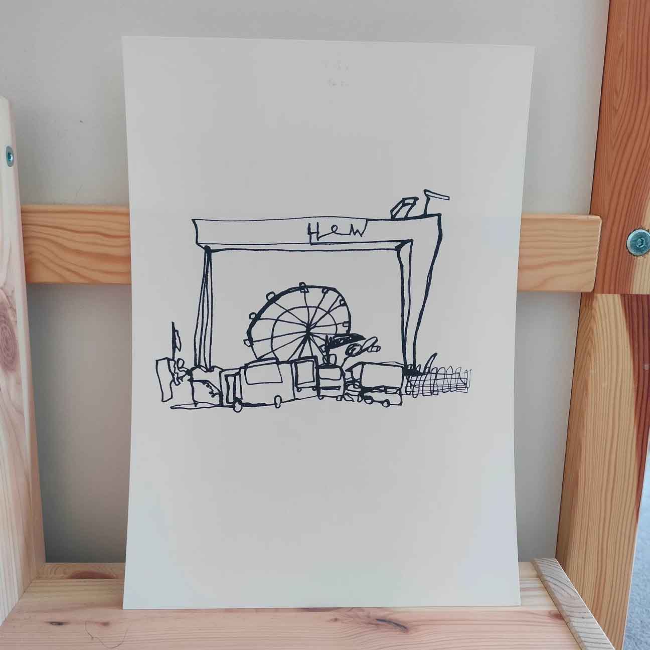 Cranes & Whirls – Belfast Print