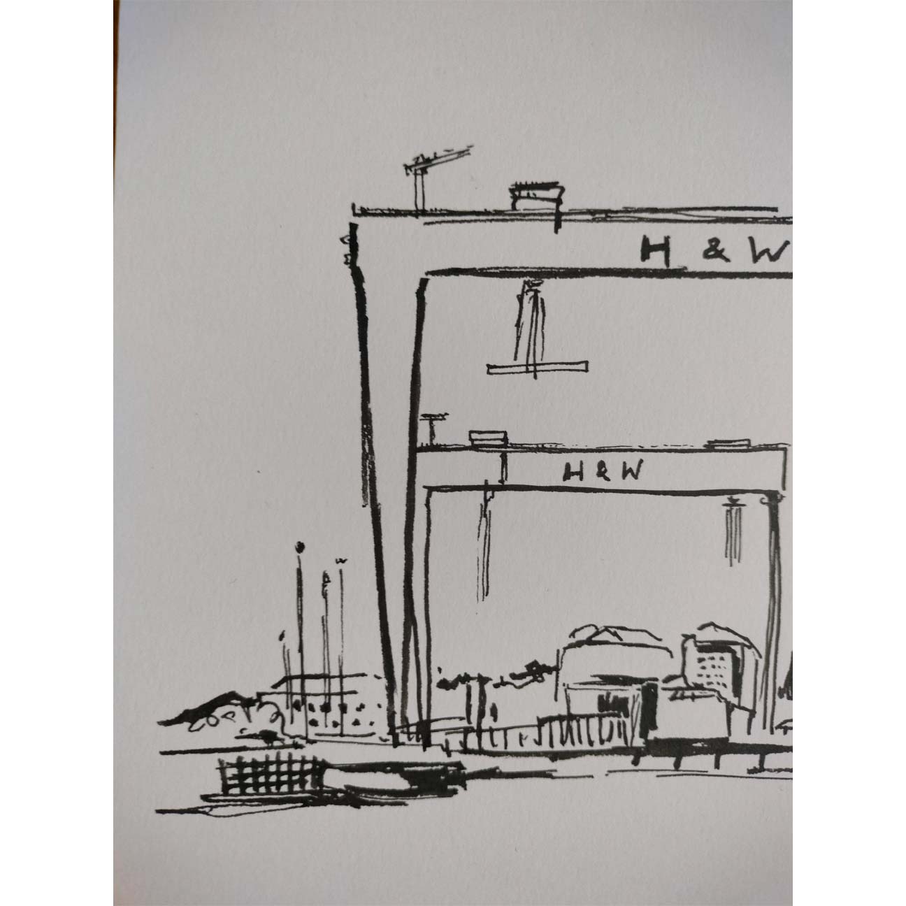 Belfast Docks Drawing - Original