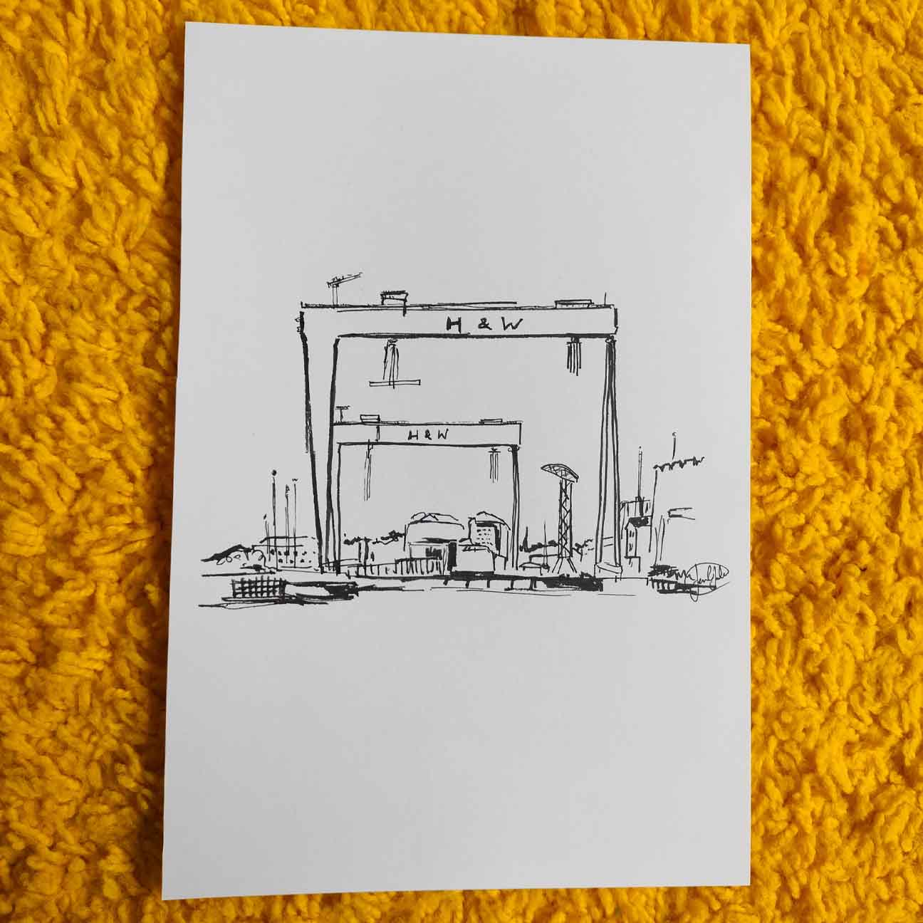 Belfast Docks Drawing - Original