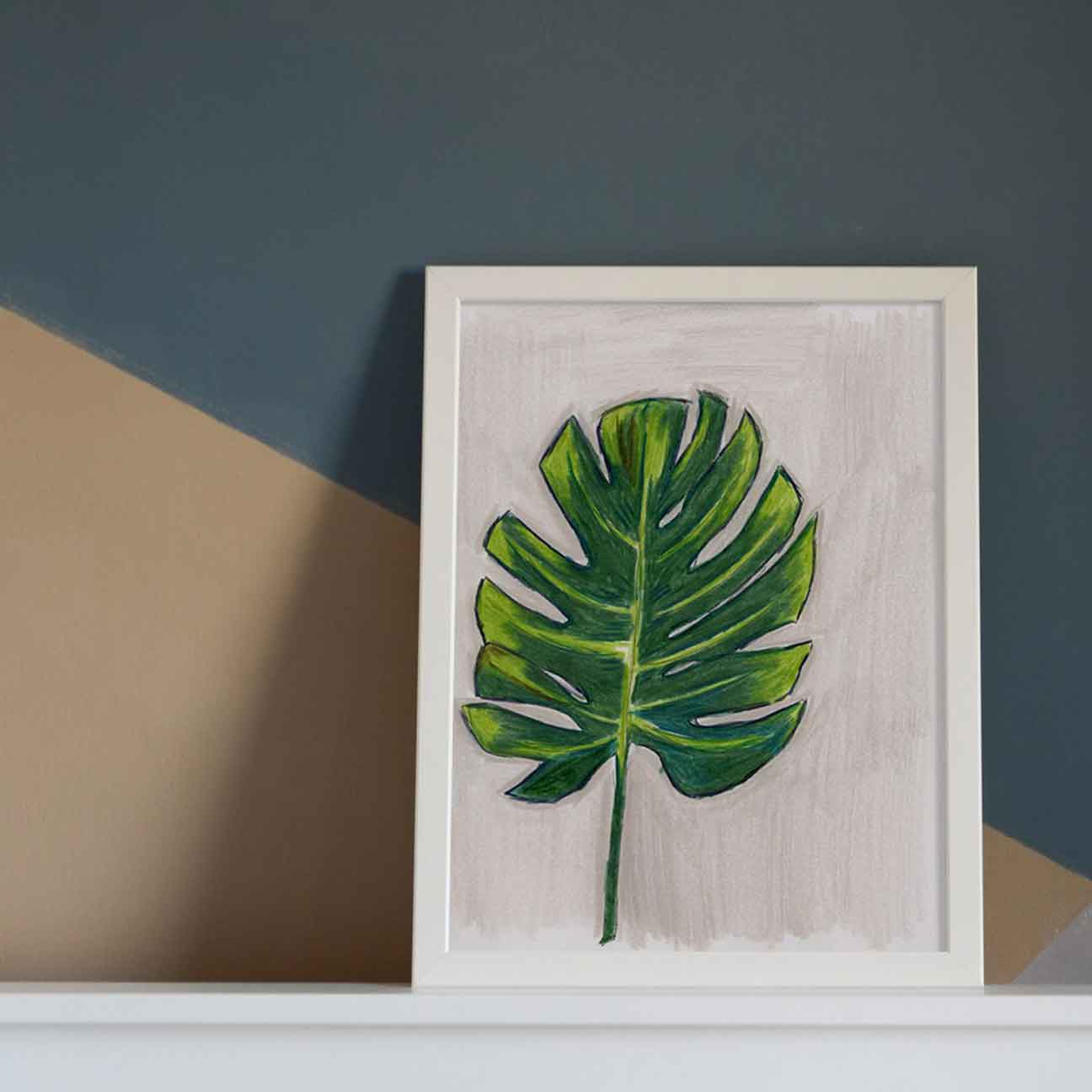 Grey Scribbles & Leafy Dreams - Print