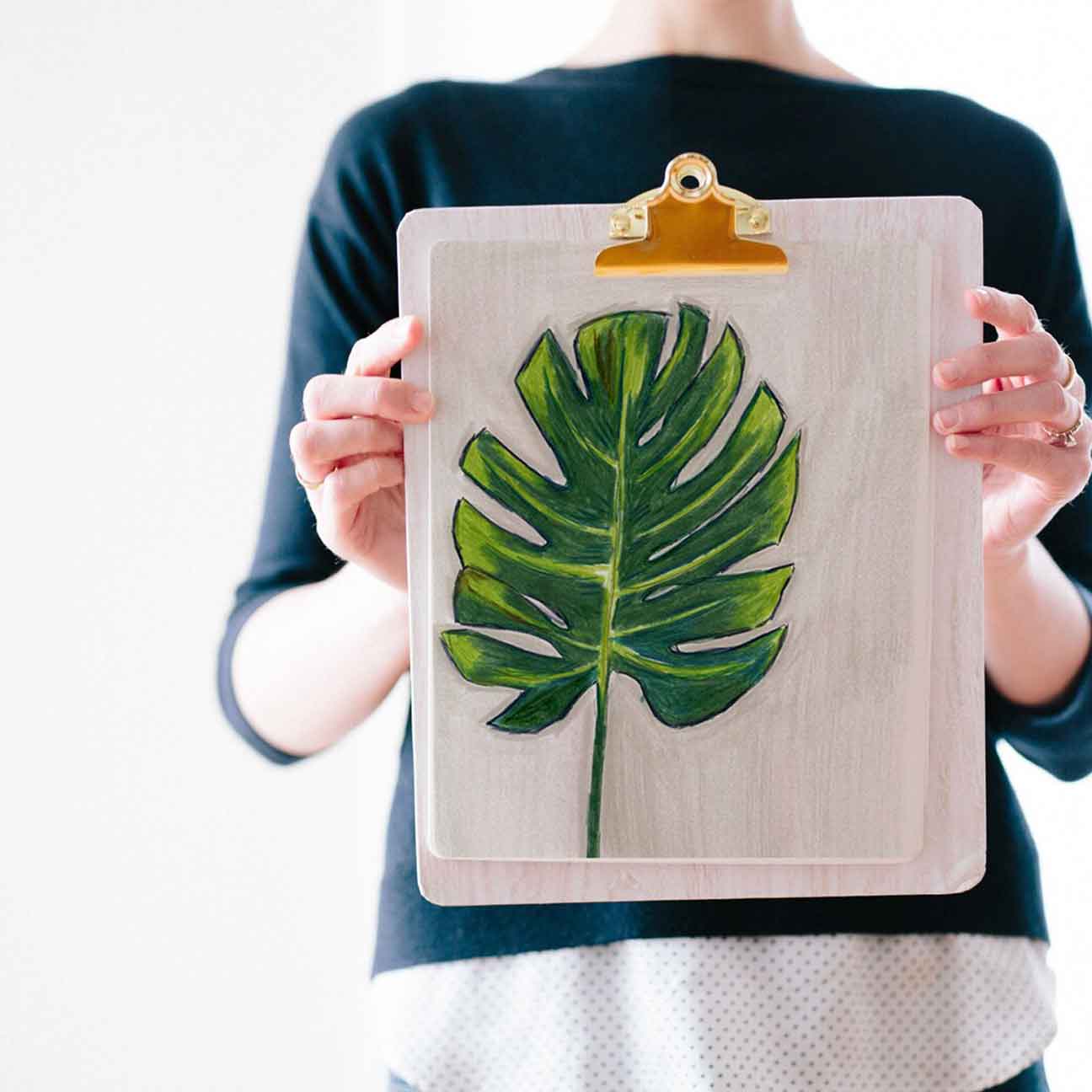 Grey Scribbles & Leafy Dreams - Print