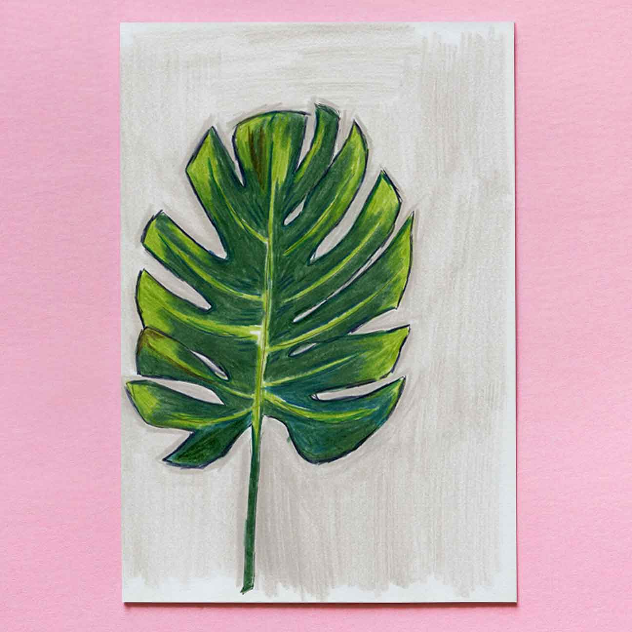 Grey Scribbles & Leafy Dreams - Print