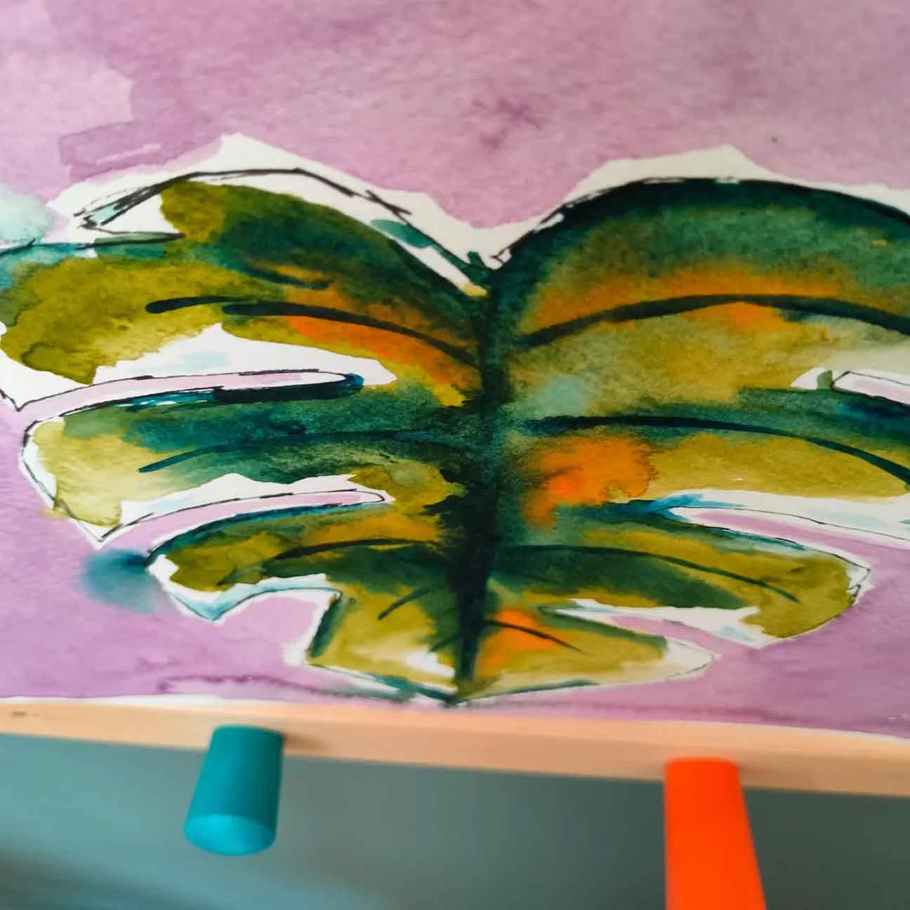 Monstera Leaf Original Painting