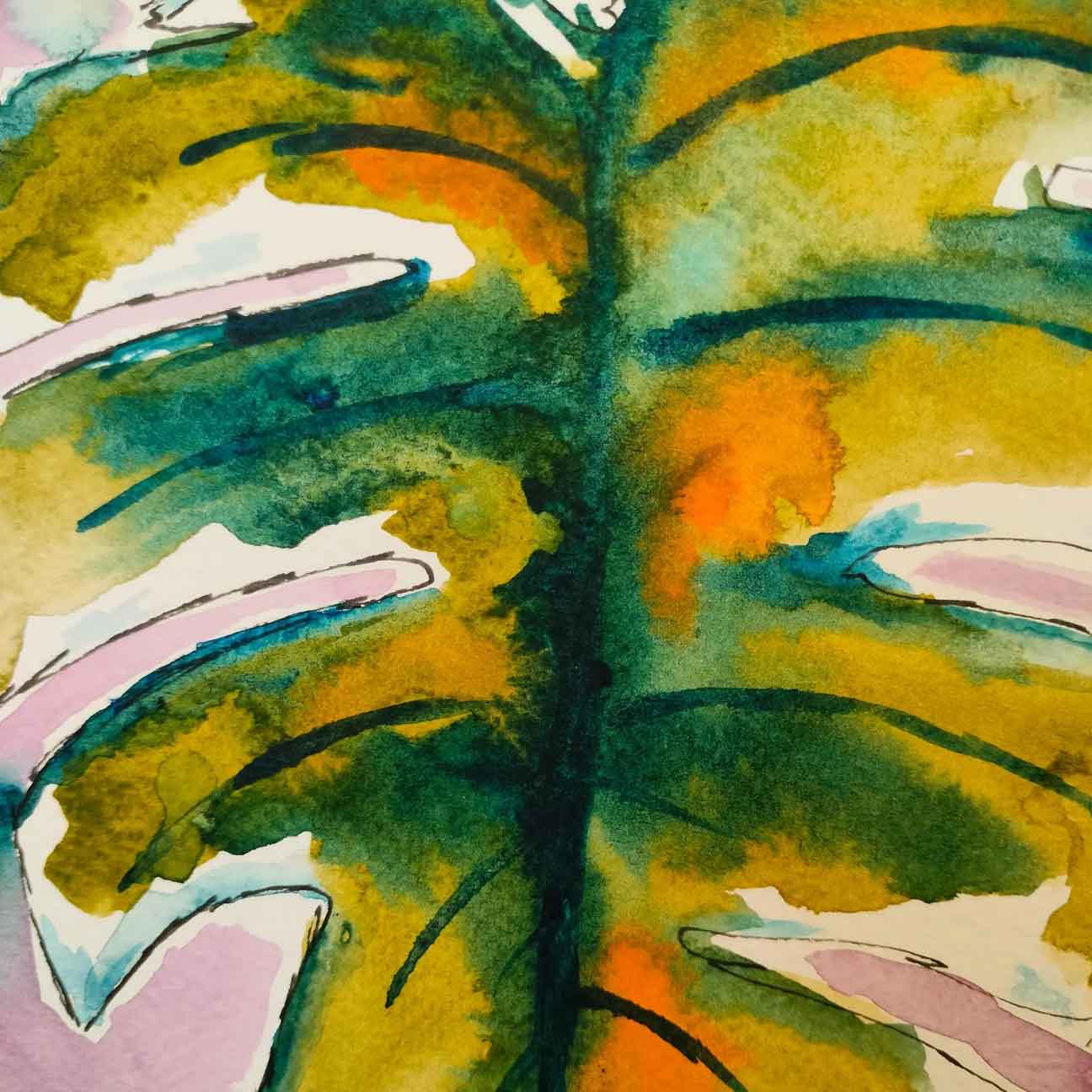 Monstera Leaf Original Painting