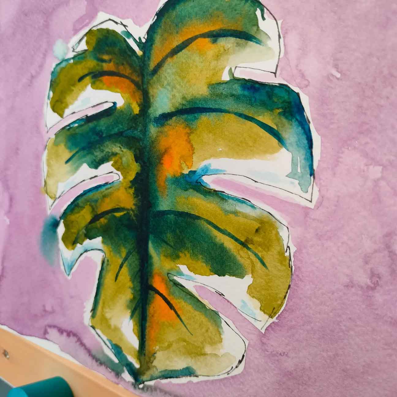 Monstera Leaf Original Painting