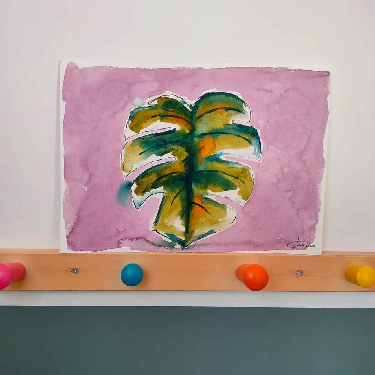 Monstera Leaf Original Painting