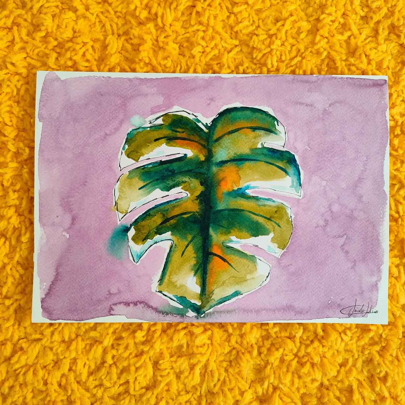 Monstera Leaf Original Painting