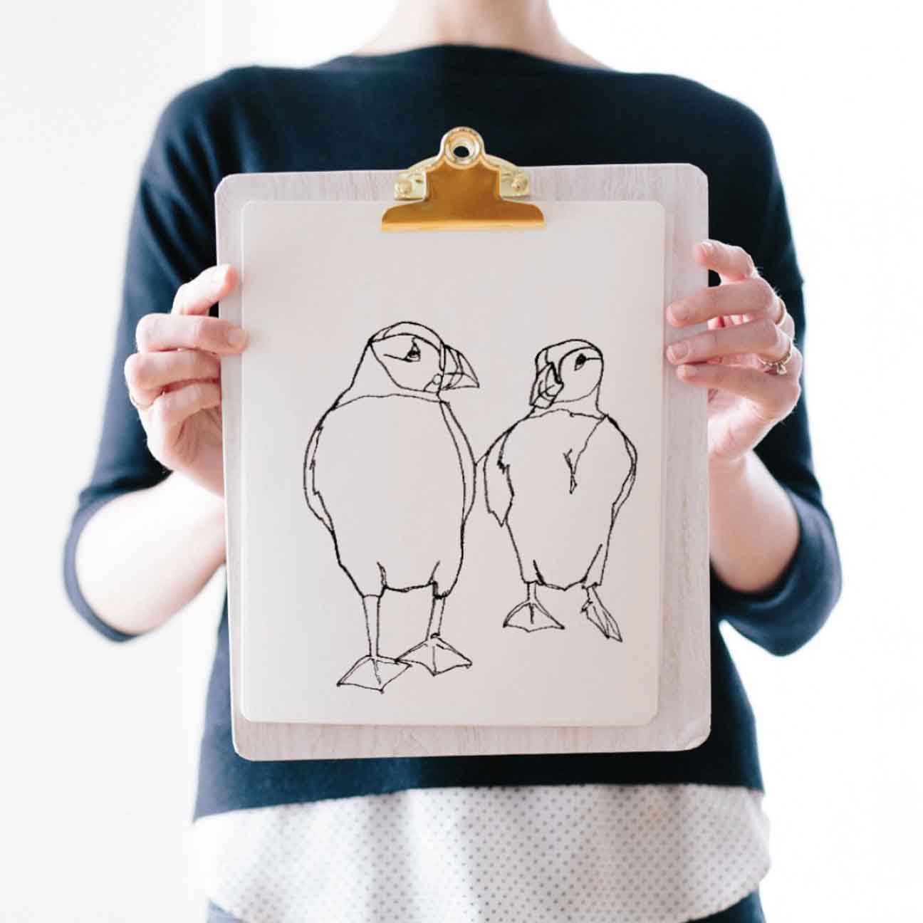 Puffin Pair – Minimalist Coastal Art Print