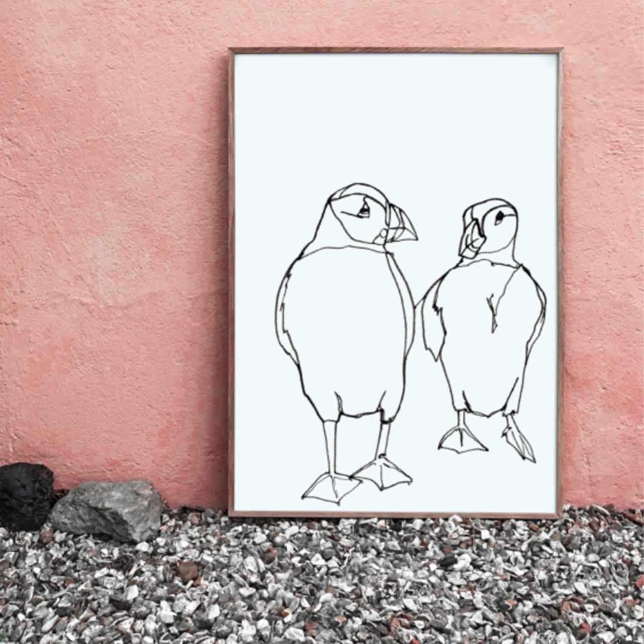 Puffin Pair – Minimalist Coastal Art Print
