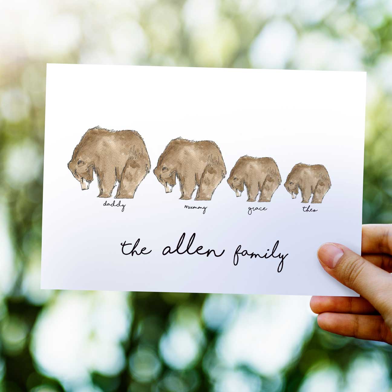 Personalised Grizzly Bear Family