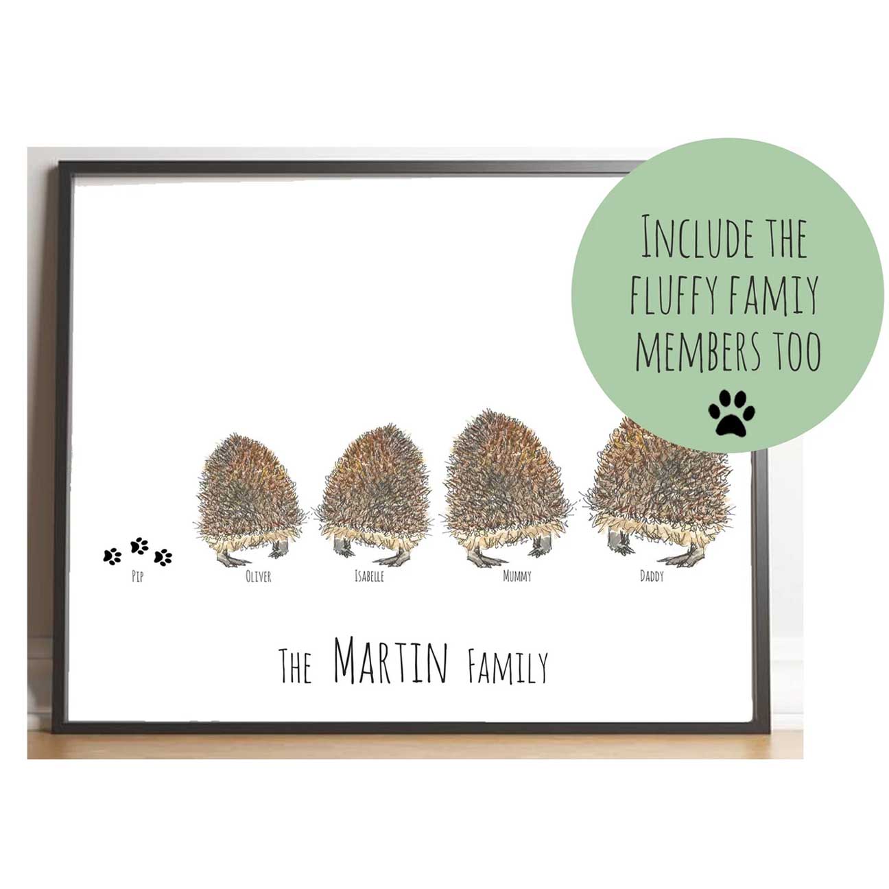 Personalised Hedgehog Family Print