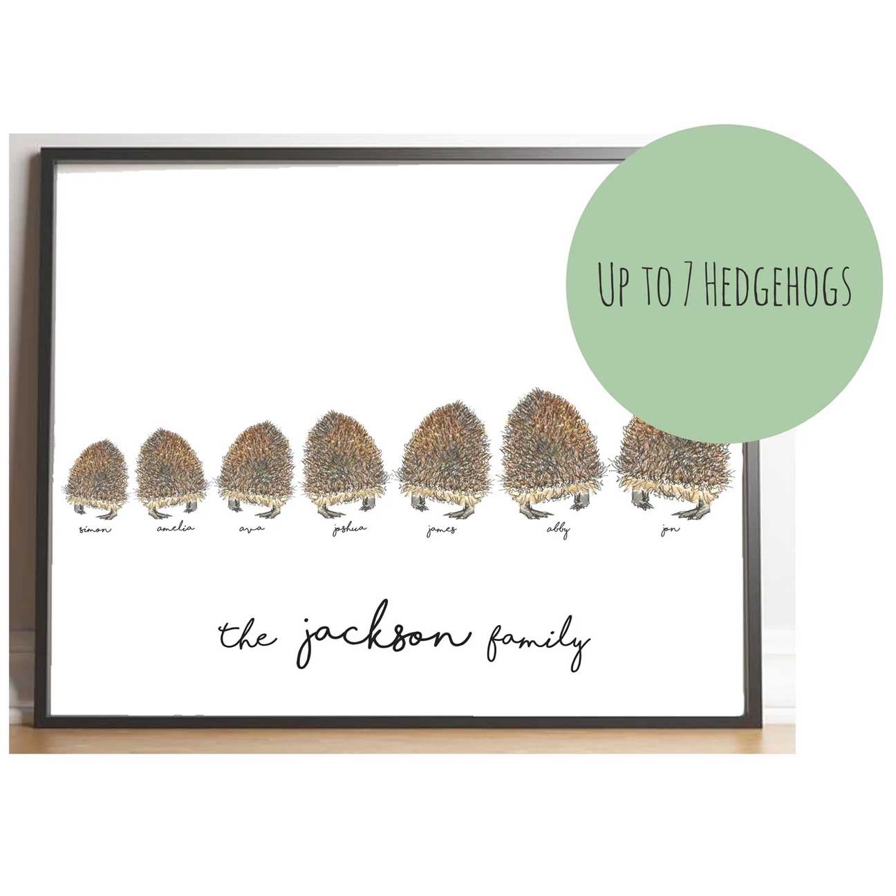 Personalised Hedgehog Family Print