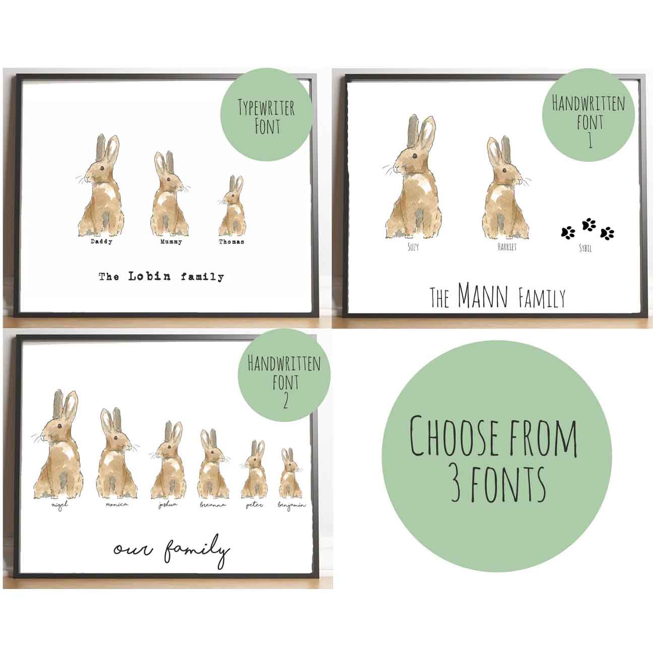 Personalised Rabbit Family Print