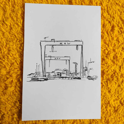 Belfast Docks Drawing - Original