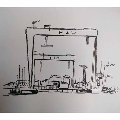 Belfast Docks Drawing - Original