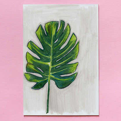 Grey Scribbles & Leafy Dreams - Print