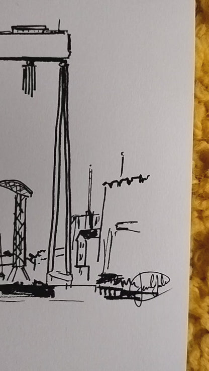 Belfast Docks Drawing - Original