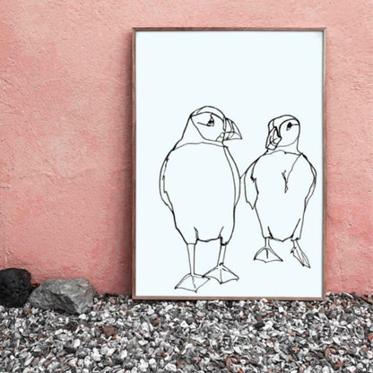 Puffin Pair – Minimalist Coastal Art Print