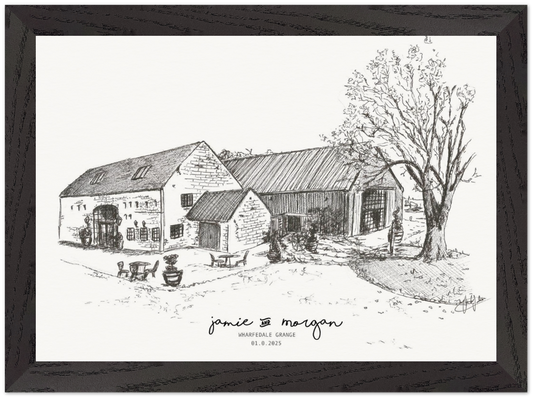 Custom Wedding Venue Illustration - Black & White