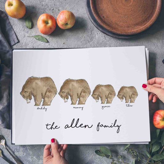Personalised Grizzly Bear Family
