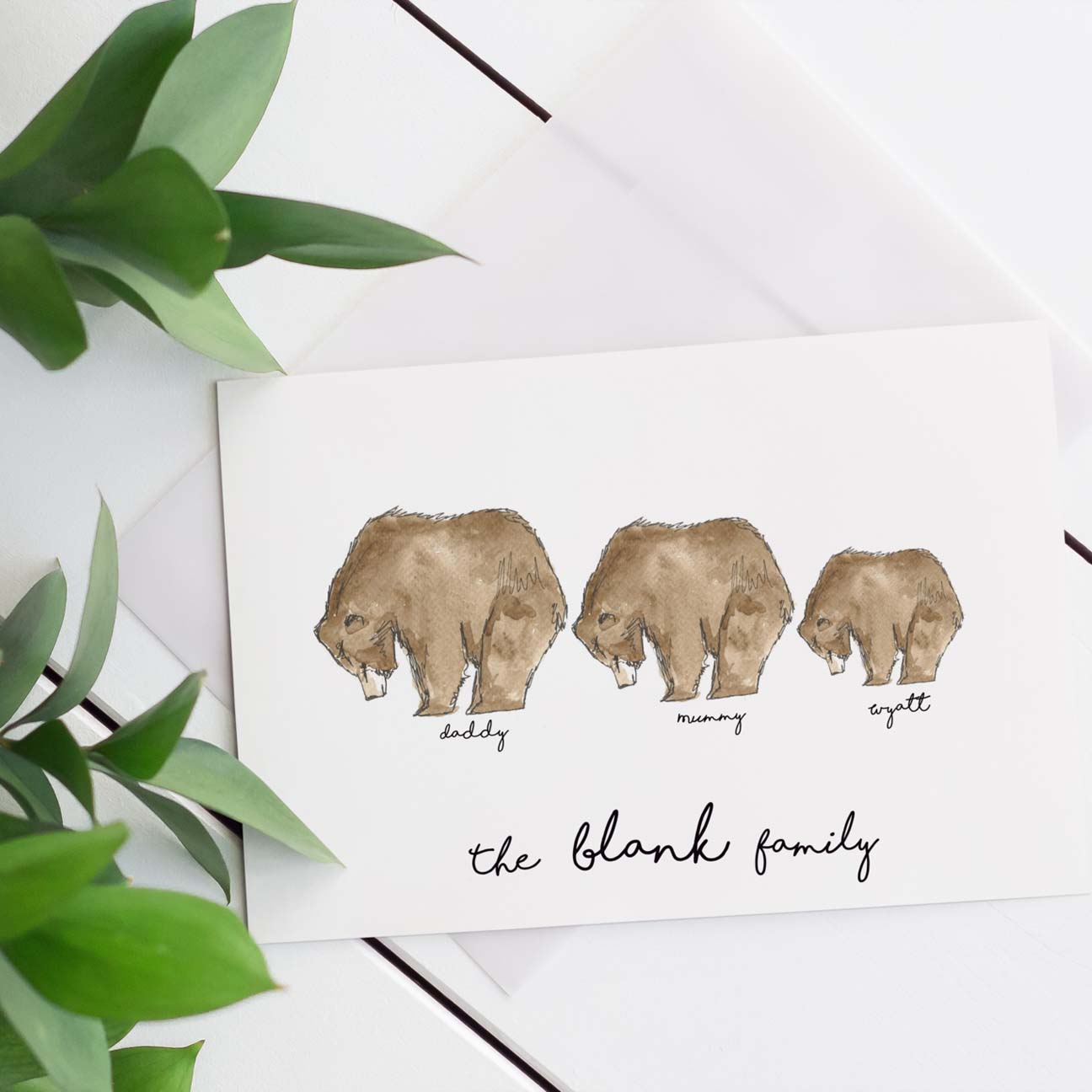 Personalised Grizzly Bear Family