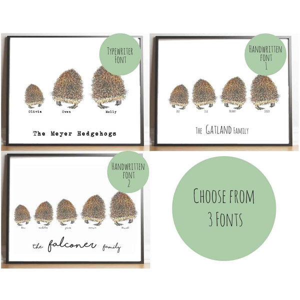 Personalised Hedgehog Family Print
