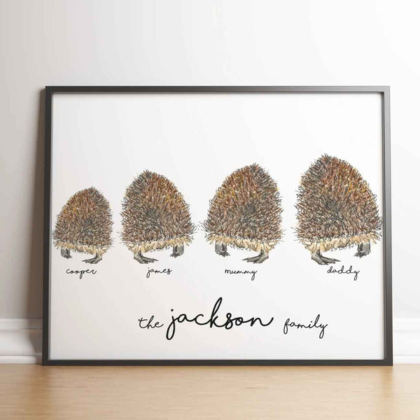 Personalised Hedgehog Family Print