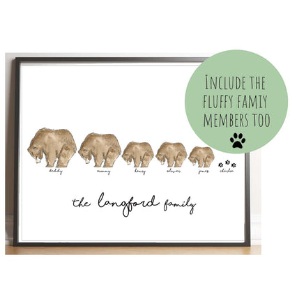 Personalised Grizzly Bear Family