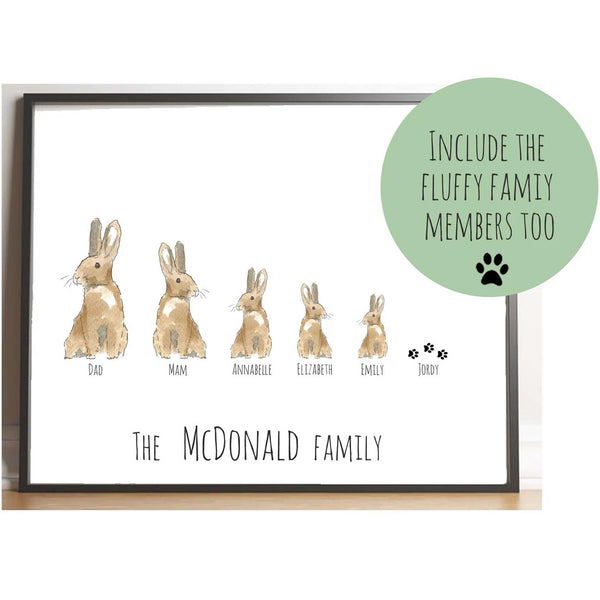 Personalised Rabbit Family Print